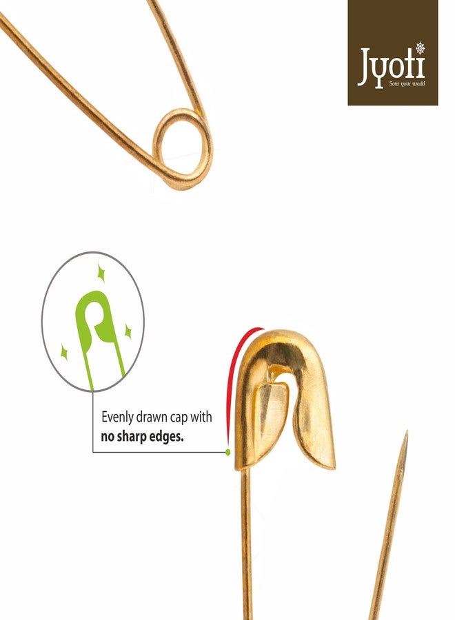 Jyoti 33702 Safety Pins - Strong Brass Plated Pins, Rust Resistant, Heavy Duty Variety Pack, Perfect for Clothes, Crafts, Sewing, Pinning (200 Pins of Size 00 / 22mm Golden Finish in a Pouch) - Image 5
